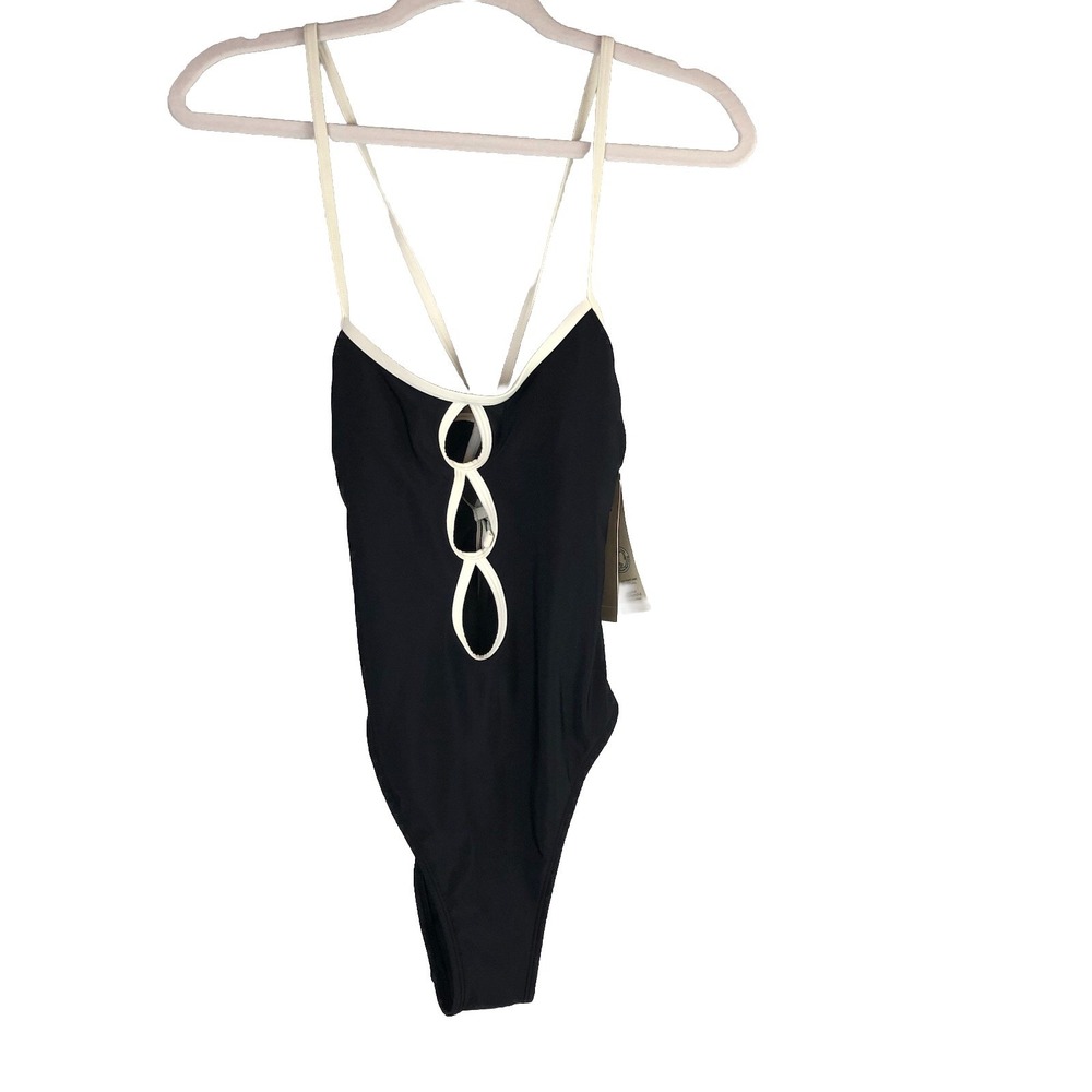 No Boundaries 1 Piece Swimsuit Size XS Rich Black Cheeky High Leg Beach Resort